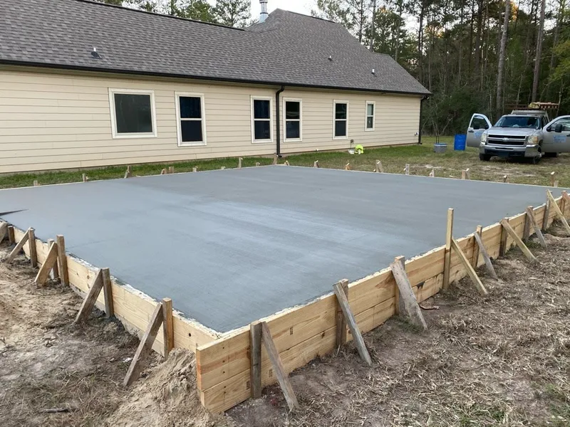 RV parking pad concrete installation in Slidell